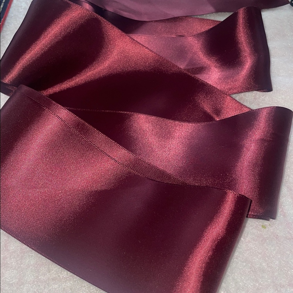 FREE WITH $30 Purchase • Elegant Burgundy Satin Ribbon 3” x 104”